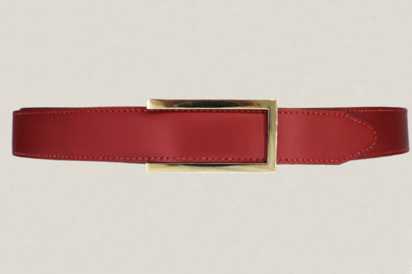 Red leather with brass buckle